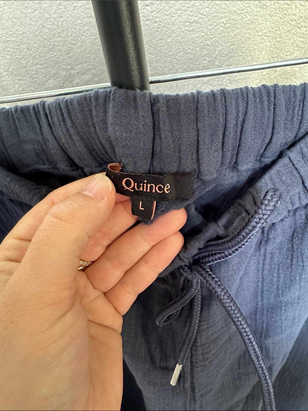 Quince 100% Organic Cotton Gauze Straight Leg Pants Indigo Blue sz large - Picture 4 of 10